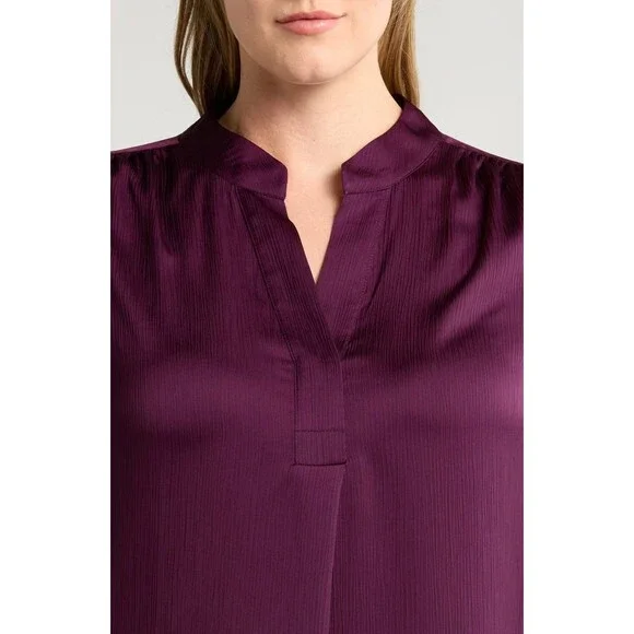 Anne Klein Split‑Neck Textured Woven Tunic Top – Size M – NWT – $99 - Picture 3 of 4